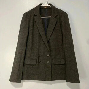 J. Crew Women's Preppy Double Breasted 100% Wool Blazer Pockets Charcoal Size 6